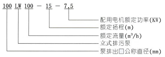LW直立式無堵塞排污泵型號意義